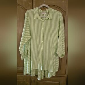 Habitat Green and White Striped Top